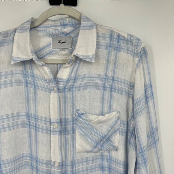 RAILS Charli Linen Blend Shirt Pale Blue White small - Picture 3 of 14